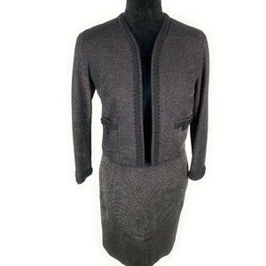 Haute Couture Womens Dark Gray Sequin Skirt Suit